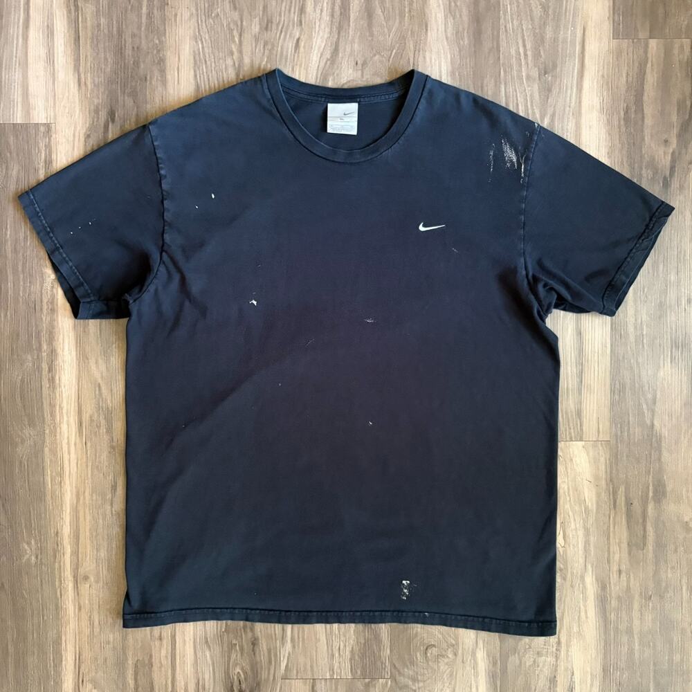 Vintage Nike T-Shirt Men's Size XL Black Painter Faded Worn Mini Swoosh